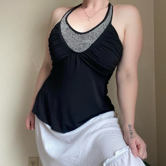 Y2K black beaded halter top - Picture 7 of 8